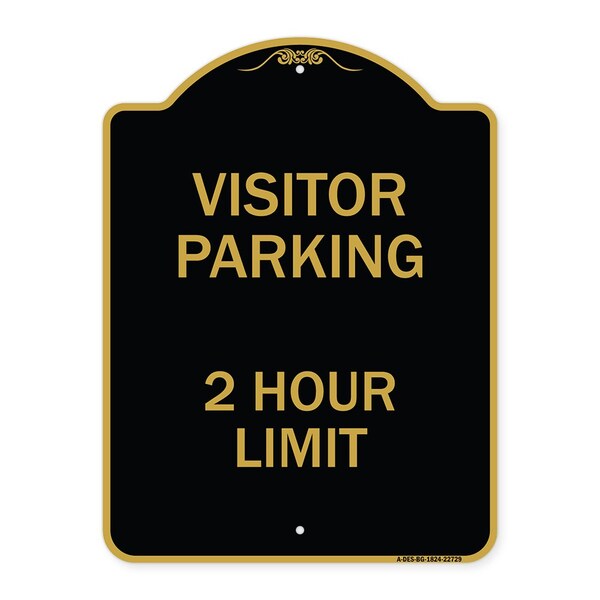 Signmission Visitor Parking Sign Visitor Parking 2 Hour Limit, Black & Gold Alum Sign, 18" x 24", BG-1824-22729 A-DES-BG-1824-22729 - main